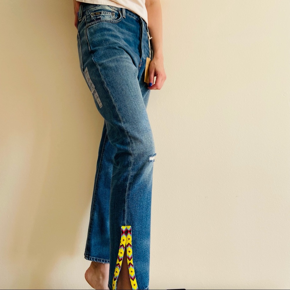 New Polo Ralph Lauren The Callen High Rise Slim Jeans southwestern beading boho - Picture 5 of 11